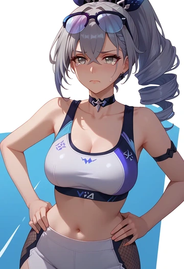 star rail,silver wolf,sports bra,wide-leg joggers  - AI generated anime art